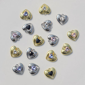 Heart Shaped Rhinestone Pendant Zinc Alloy Plated Fashion Jewelry Findings For DIY Earrings <b>Bracelets</b> Pendants Accessories Kit - Product Image 1