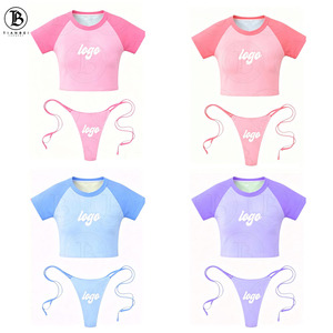 Maillot de <span class=keywords><strong>bain</strong></span> 2026 pour femme, ensemble 2 pièces sexy avec logo personnalisé, mini bikini et t-<span class=keywords><strong>shirt</strong></span> de <span class=keywords><strong>bain</strong></span> - Product Image 1