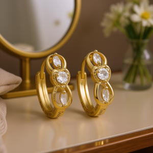 Dreams Of Love Gold Huggie Earrings Heart Cut Zircon Claw Setting Women's <b>Romantic</b> Fashion Jewelry E2924 - Product Image 2