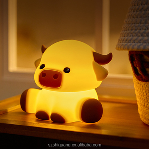 Hot Sạc Dễ Thương vùng cao gia súc ánh sáng ban đêm bé Nursery Tap điều khiển Silicone ánh sáng bò động vật Silicone Đèn cho trẻ em - Product Image 4