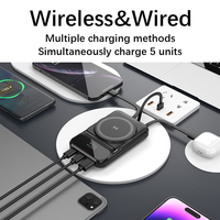 Nouvelle conception, câble intégré, mini batterie Li-polymère ultra-fine de 5000 mAh, chargeur magnétique sans fil, affichage LED, type-C, banques d'alimentation