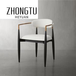 Silla de comedor de madera antigua moderna <span class=keywords><strong>para</strong></span> el hogar más vendida, Sillón tapizado de <span class=keywords><strong>tela</strong></span> <span class=keywords><strong>para</strong></span> sala de estar, cafetería, restaurante, sillón con marco de Metal - Product Image 5