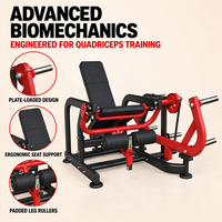 Machine à extensions de jambes assises à charge libre avec rouleau de compression réglable pour l'entraînement des quadriceps en salle de sport commerciale
