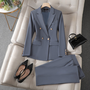 Women's Suit Set Full Sleeve Wool Blend Anti-Wrinkle Interview Professional Wear Elegant Style - Product Image 4