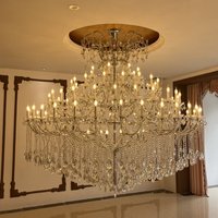 Lustre en cristal doré sur mesure, style bougie, luminaire suspendu pour hall d'hôtel, salle de banquet et projets commerciaux