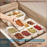 Shangjie – Plateau de service et contenants de rangement transparents en PP, sans BPA, à 4 ou 8 compartiments, hermétiques, pour collations, sucre, sel, épices piquantes