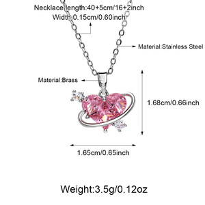 Mode Couple Collier Bijoux De Luxe Plaqué Or Coeur Pendentif Collier Rose <span class=keywords><strong>CZ</strong></span> Diamant Coeur Collier pour Femmes Cadeau - Product Image 6