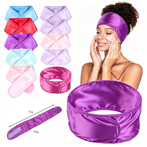 Bandeau en satin personnalisé avec logo, réglable, pour spa, queue de cheval, lavage du visage, pour femmes et filles, idéal pour le sommeil et le maintien des cheveux - Product Image 1