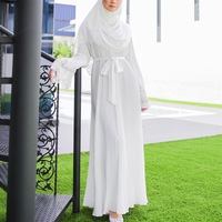 SIPO – robe longue plissée en dentelle, manches à volants, couleur unie, style arabe, pour bébé fille, Abaya, robe musulmane, 2023