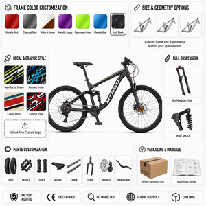 Vélo <span class=keywords><strong>de</strong></span> montagne MTBGO 26 pouces haute performance, suspension intégrale, freins à disque 21/24 vitesses, <span class=keywords><strong>potence</strong></span> en alliage, vélo <span class=keywords><strong>de</strong></span> montagne pour homme adulte - Product Image 3