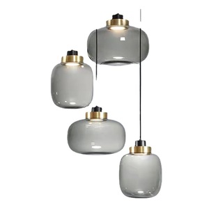 Suspension en verre minimaliste nordique, luminaire moderne gris fumé pour chambre, bar, salle à manger - Product Image 5