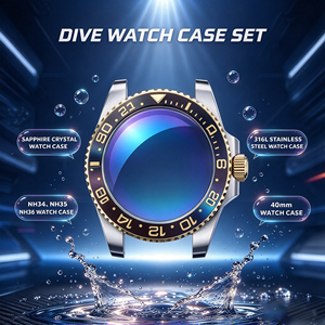 40mm TwoTone 316LStainless Steel Dive <b>Watch</b> <b>Case</b> with Sapphire Crystal Date MagnifierCompatible with NH34 NH35 NH36 Movements - Product Image 6