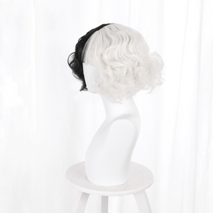 <span class=keywords><strong>Peluca</strong></span> Ainizi <span class=keywords><strong>de</strong></span> 33 cm, Cabello Corto Ondulado con Flequillo, Mitad Blanca y Mitad Negra, Estilo <span class=keywords><strong>Cruella</strong></span> <span class=keywords><strong>de</strong></span> <span class=keywords><strong>Vil</strong></span>, para Cosplay, para Mujer - Product Image 4