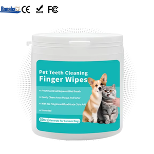Doigtiers de nettoyage dentaire pour animaux de compagnie, lingettes jetables, brosse à dents à doigt, élimination du tartre, marque privée OEM, soin des gencives, antibactérien - Product Image 1
