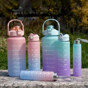 2000/900/500ML wholesale price bpa free Botellas De Agua 2 Litros 3 pieces Motivational sport water bottle set