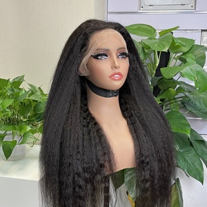 Peluca frontal 13*4 de cabello humano Remy indio 100% liso y rizado, con encaje transparente, doble densidad garantizada, larga. - Product Image 2