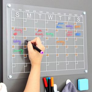 Calendrier en acrylique transparent, autocollant magnétique pour réfrigérateur, tableau effaçable à sec pour messages et notes - Product Image 1