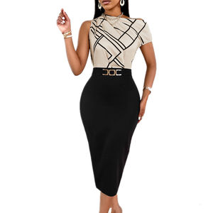 Летние женские облегающие элегантные платья с коротким рукавом и принтом - Product Image 1