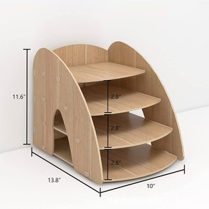 Wooden Storage Rack 4 Layers 11.6x13.8x10 Inch <b>Desktop</b> Organizer for Office Home Student Use - Product Image 1
