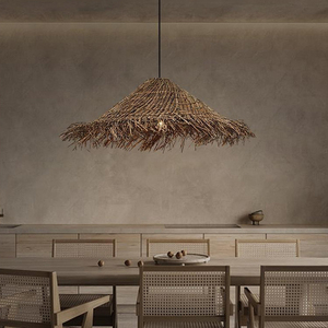 Lustre de salle à manger de style campagnard japonais usine style rétro <span class=keywords><strong>chapeau</strong></span> de paille japonais <span class=keywords><strong>abat</strong></span>-<span class=keywords><strong>jour</strong></span> en rotin design <span class=keywords><strong>chinois</strong></span> simple - Product Image 3