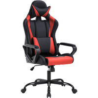 Chaise de jeu E-sports bleue, dossier haut, inclinable, appui-tête, coussin, hauteur réglable, pivotante, en cuir, ergonomique, chaise de bureau pour la maison