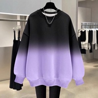 Hoodie Ombré Tie-Dye Style Européen et Américain pour Femme, Col Boutonné, Manches Longues, Léger, Vêtement d'Extérieur Automne