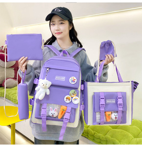 Năm mảnh thiết lập trường trung học nội bộ khung túi đi học mới cho sinh viên giải trí du lịch ngoài trời làm <span class=keywords><strong>Polyester</strong></span> Ba lô - Product Image 5