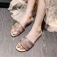 2025 D Home Classic High Version Embroidery Flash Diamond New Fashion Color Cross-Border Foreign Trade Sandals for Slippers for