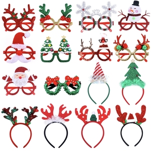 Arbre de noël elfe renne bois père noël bandeau chapeau de noël fête de noël lunettes ensemble pour joyeux noël fête fournitures - Product Image 3