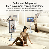 Tablette TV intelligente portable de 32 pouces avec écran tactile Android 14, alimentée par batterie, pour la diffusion en direct à domicile et la publicité