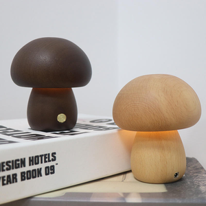 Lampade da tavolo in legno dimmerabili in stile europeo unico a batteria paralumi decorativi a fungo per matrimoni di hotel di ristoranti - Product Image 5