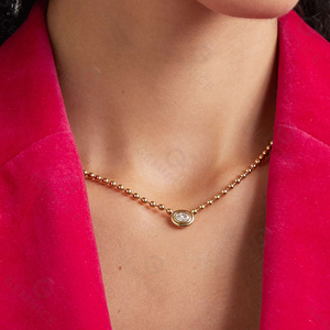 Collar de Cadena con Cuentas de Bisutería Vintage para Mujer, Collar con Diamantes de Bisel Coloridos - Product Image 4