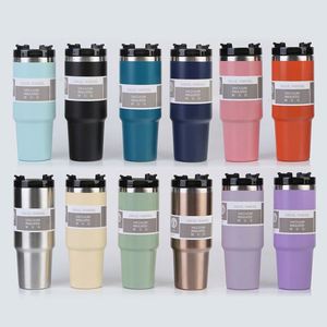 304 Stainless Steel 30oz Eco-Friendly Double-Layer Vacuum Insulated Thermos Bottle with Lid Straw Rope-Business Gift Drinkware - Product Image 1