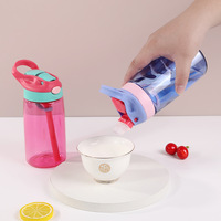 Tasse de dessin animé transparente pour enfants avec ensemble de paille tasse en plastique Portable mignon étudiant bec de canard tasse d'eau