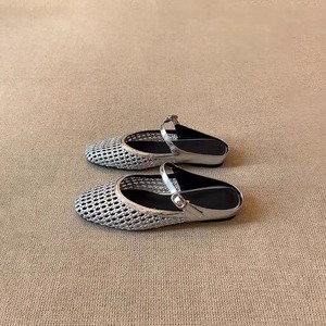 Sandalias Mary <span class=keywords><strong>Jane</strong></span> de piel de oveja transpirables con diseño hueco para mujer 2026, de primavera-verano, con punta cerrada, media tira y talón abatible antideslizante. - Product Image 6