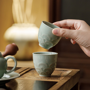 Guanlan Ceramic Lotus Relief Master Cup Porcelain Dehua County Kung Fu <b>Tea</b> <b>Set</b> Personal <b>Tea</b> Cup Afternoon <b>Tea</b> - Product Image 1