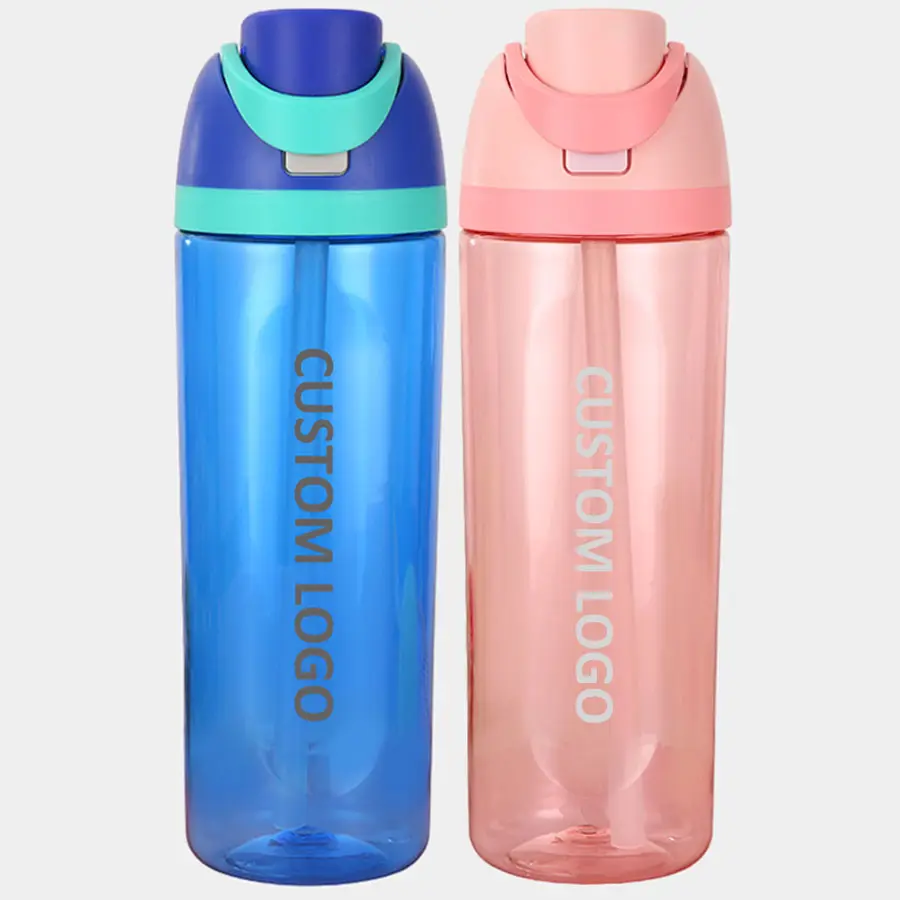 Penjualan Terbaik 25 oz Freesip botol air Gym bening Tritan botol air olahraga plastik dengan sedotan