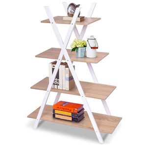 <span class=keywords><strong>X</strong></span>자형 나무 4단 책장 사다리 선반 수납용 - Product Image 5