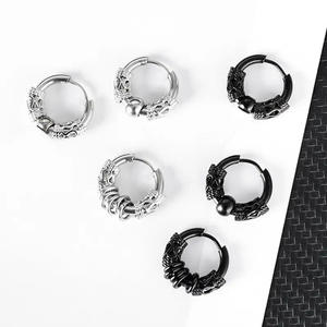 Pendientes de aro con púas de acero inoxidable con diseño de dragón para unisex, joyería para piercing, accesorio de moda para fiestas - Product Image 2