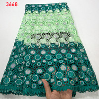 3668 Tissu en dentelle de guipure africaine en gros avec sequins, 5 yards, dentelle nigériane pour robes de soirée et de mariage à coudre