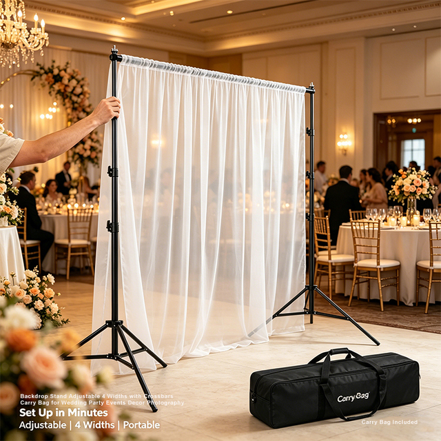 Photography Backdrop Stand Adjustable Photo Booth Background Support Kit with Crossbars Carry Bag for Parties