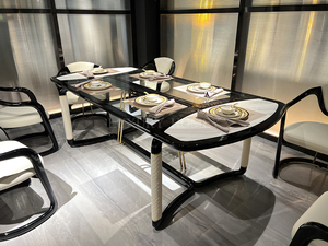 Hiện Đại Độc Đáo Hình Chữ Nhật Hình Dạng Gỗ Verneer Màu Đen Bàn Ăn Với 6 Ăn Ghế Hình Chữ Nhật Ăn Bộ - Product Image 4