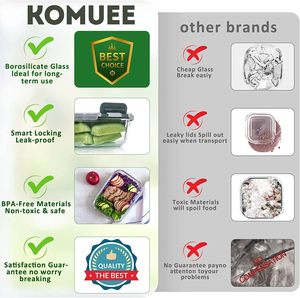 10 gói 30 oz Glass bữa ăn Prep container thủy tinh thực phẩm lưu trữ container với nắp kín kính ăn Trưa Bento hộp - Product Image 5