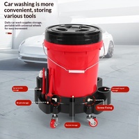Harga Pabrik Cina yang Dapat Disesuaikan, Merek JIAYI JY-629 Creeper Rolling Bucket Dolly, Alat Cuci Mobil, Roda Putar Universal Merah, Tahan Lama