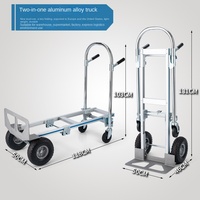 Chariot à bagages pliable à quatre roues en alliage d'aluminium FELLCO, plate-forme plate, camion, chariot à bagages, revêtement en poudre, silencieux, 1 an