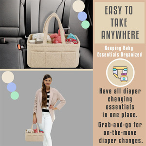 Portable <b>Storage</b> <b>Basket</b> Plush Baby Diaper Bag Washable Baby Diaper Caddy Organizer Mummy Bag Baby Diaper Caddy Organizer - Product Image 5