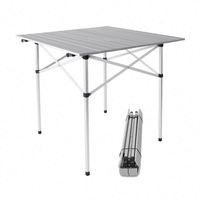 Table pliante en aluminium de camping de conception traditionnelle carrée - Meubles d'extérieur durables et portables