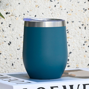 12oz Egg Shaped Wine Mug Double Wall Vacuum Insulated Stainless Steel Cup for Home Office Barware - Product Image 1