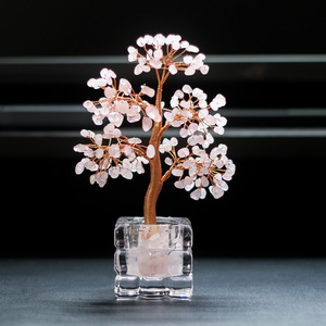 <b>Crystal</b> <b>Tree</b> Yellow Citrine Wire Craft Glass Cube Base Home Office Desk Ornament Decoration Gift - Product Image 3
