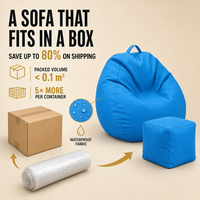 Großhandel Lazy Sofa Sitzsack-Set Vakuumkomprimiert Wasserdicht Nautisch Hellblau mit Ottoman für Garten und Terrasse